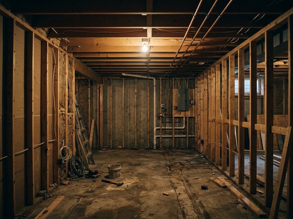 Basement finishing before in Kannapolis NC